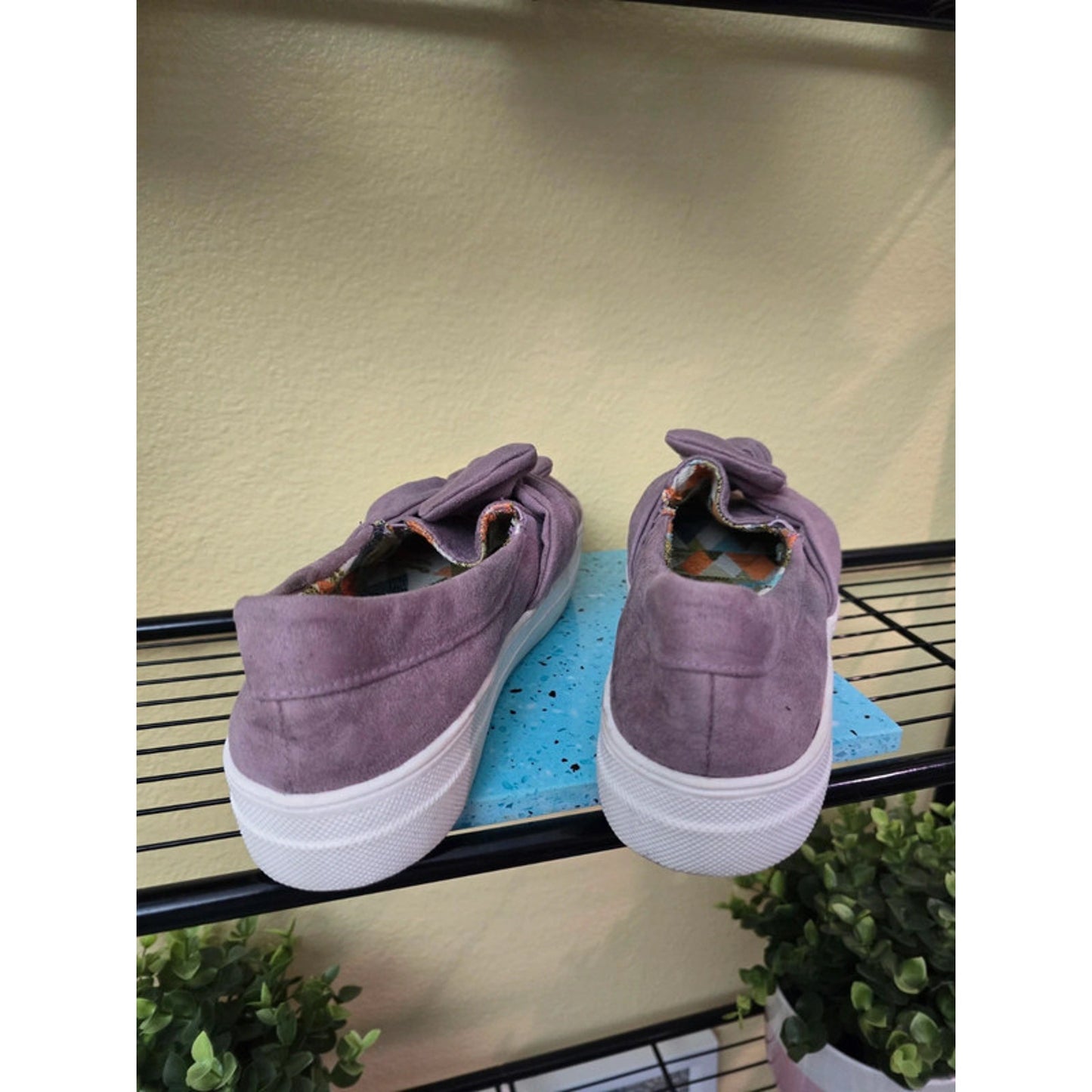 Rock and Candy Purple Bow Flat Slide Suede Sneakers Size 8.5