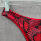 Red Black Animal Print Bikini Cheeky Thong High Leg Bottom Swimwear Medium