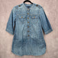 Gap Blue Demin Jeans Cotton Western Shirt Short Sleeve Top Small