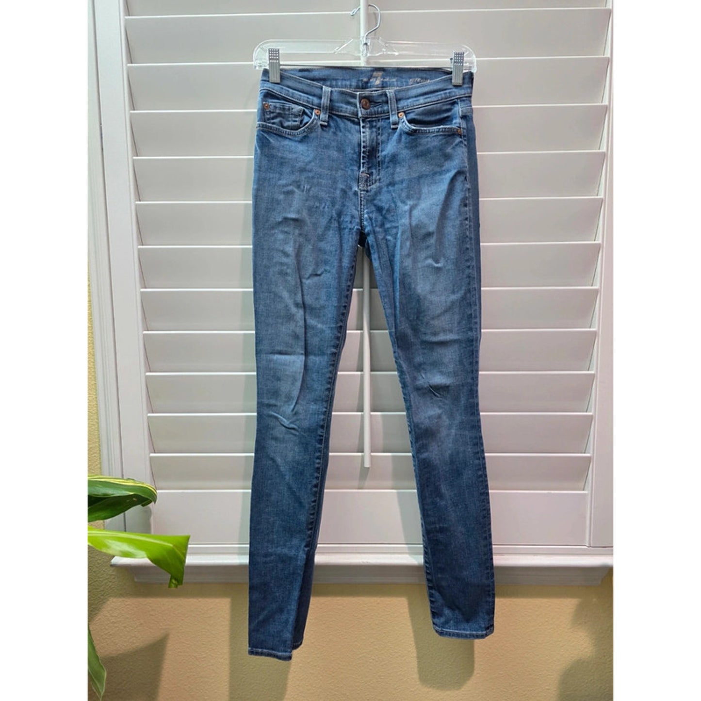7 For All Mankind Blue Skinny Cotton Womens Jeans 26