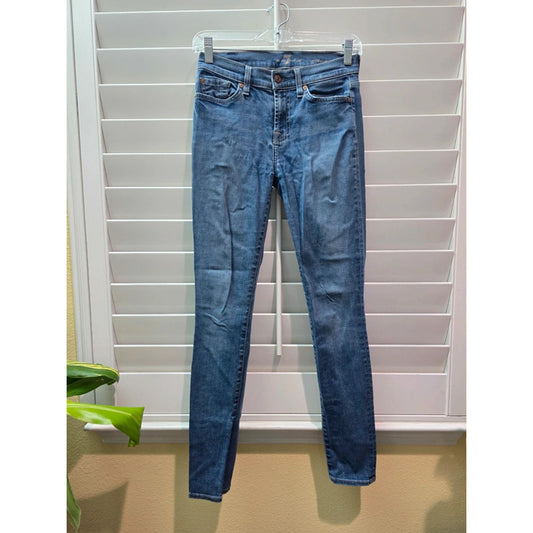 7 For All Mankind Blue Skinny Cotton Womens Jeans 26