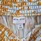 Ava & Viv Yellow White Linen Pull Up Shorts Plus 2X