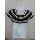 Jess Lea Black Soaking Up Sun Ruffle Swimsuit Stripe Top Large