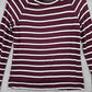41 Hawthorn Burgundy White Stripe Long Sleeve Classic Blouse Top Medium