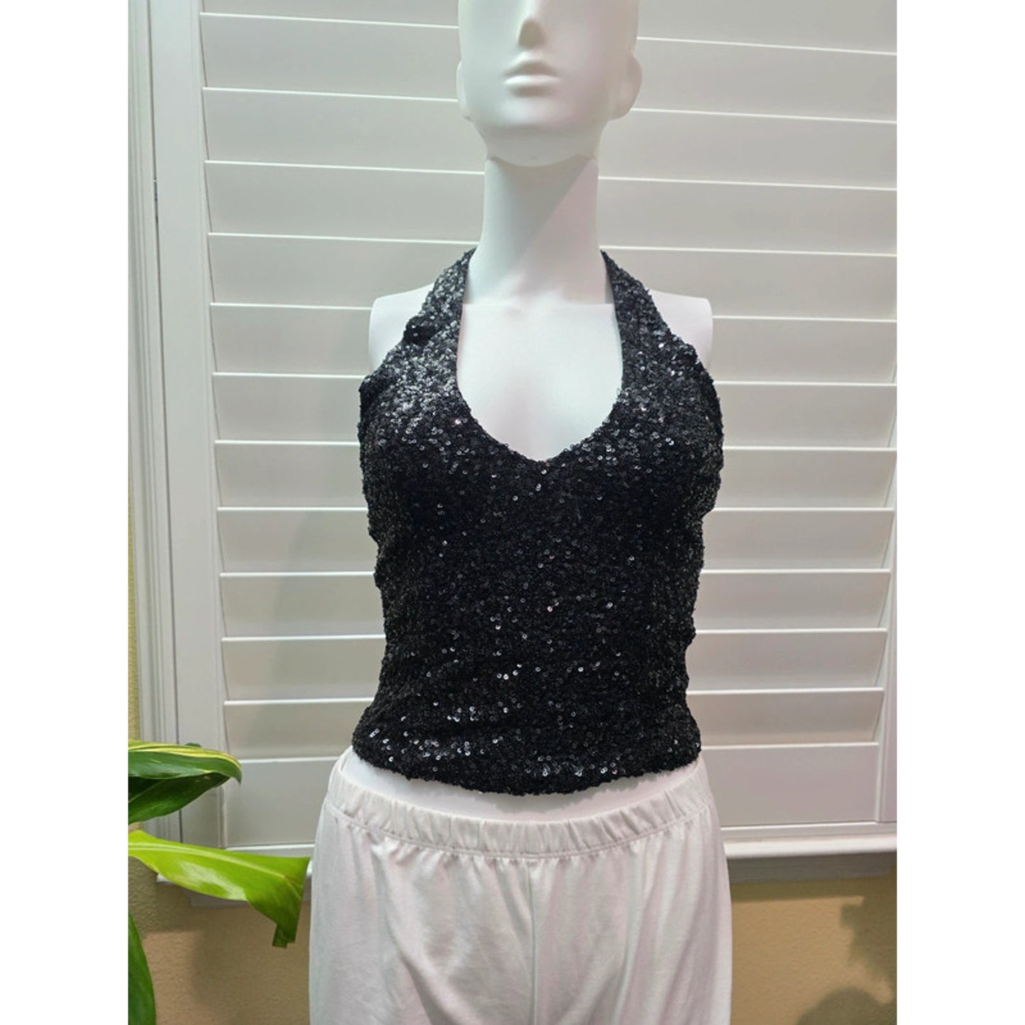 Black Sequin Halter Forever 21 Goth Fairy Patry Top Small