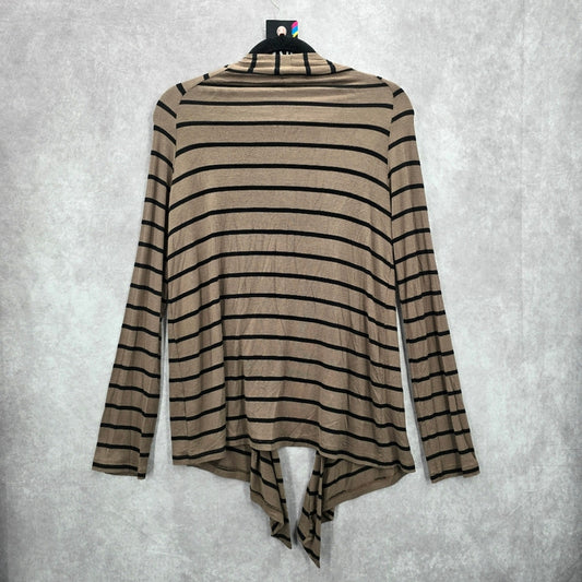 Love Culture Brown Black Stripe Open Cardigan Long Sleeve Sweater Small
