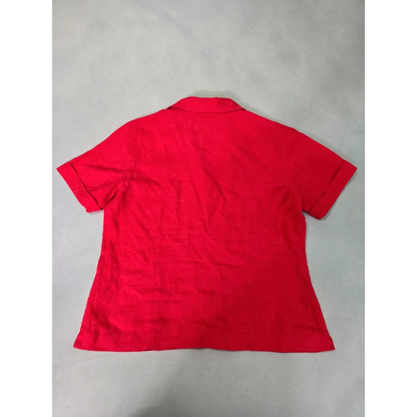 Chico's Red 100% Linen Button Up Top Large Size 2