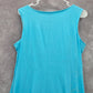 Chadwicks Blue Sleeveless Pleat Flare Midi Long Boho Cotton Dress Large