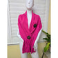 Pink Knit Poncho Shawl Wide Cottage Wrap Big Buttons Scarf