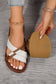White Criss Cross PU Leather Flat Slippers