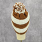 Brown Pom Pom White Cable Knit Vintage Y2k Funky Beanie Crochet Hat