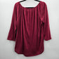 Jason Maxwell Red Lace Quarter Sleeve Ruched Top Blouse Large