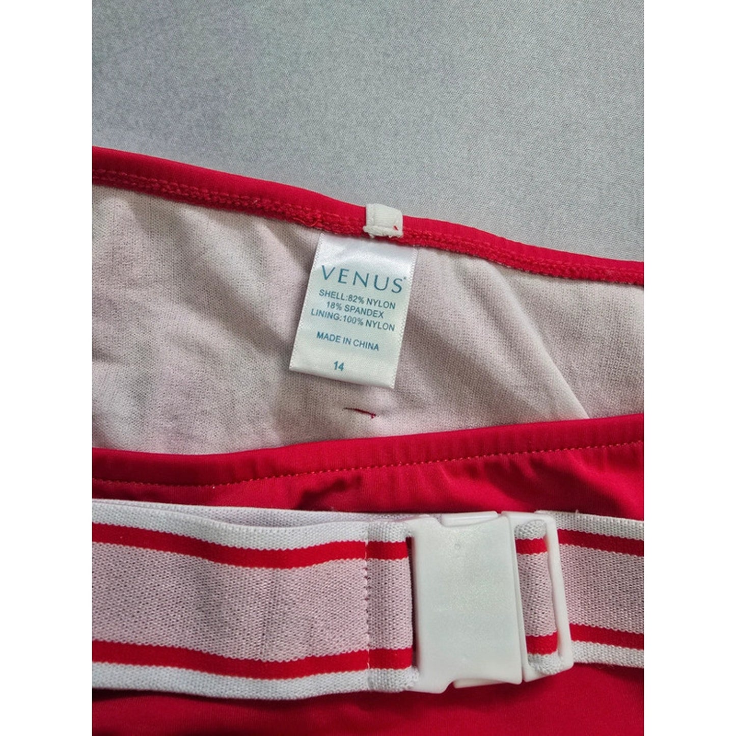 Venus Red Buckle Belt Stripes Swimsuit Beach Resort Vacation Bikini Bottoms 14