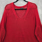 Eileen Fisher Red Merino Wool Mini Stitch Tunic Sweater Pullover XL Extra Large