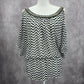 Studio Y Back White Chevron Beaded Sheer Cut Out Cold Shoulder Top XS