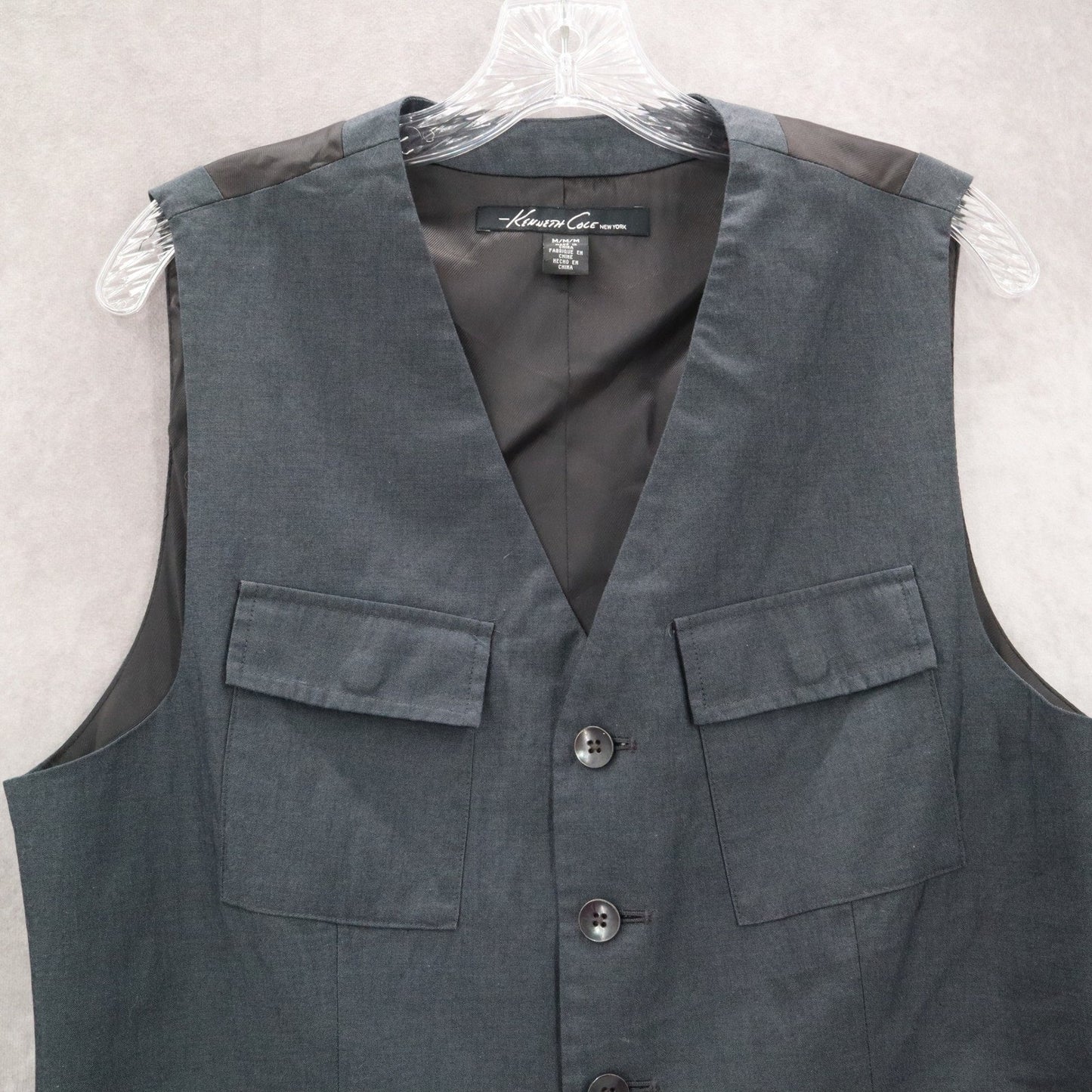 Kenneth Cole Blue 5 Button Point Pocket Waistcoat Formal Tuxedo Suit Vest M 42R
