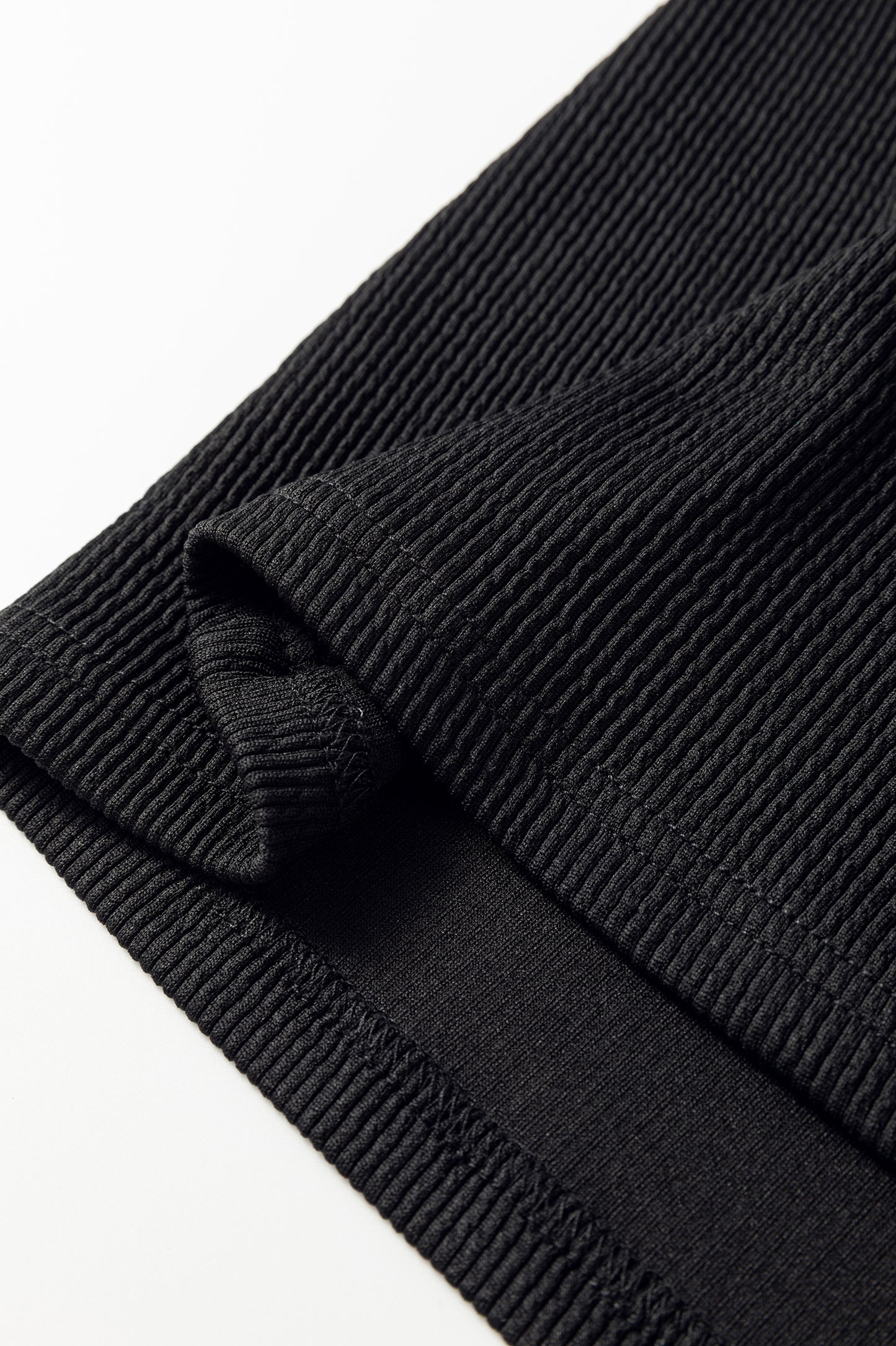 Black Contrast Leopard Ruffled Short Sleeve Ribbed Knit Top