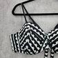 Shein Black White Pattern Bikini Top Padded Underwire Swimwear 4XL
