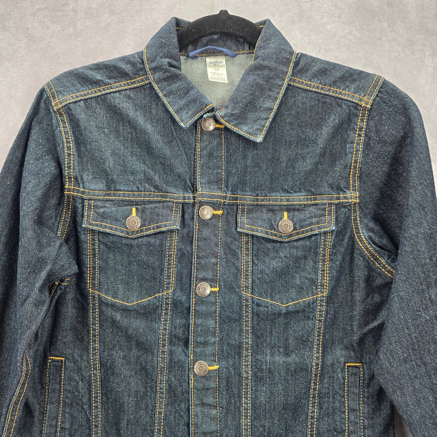 OshKosh B'gosh Blue Denim Cotton Span Button Jeans Jacket VTG Unisex Large L