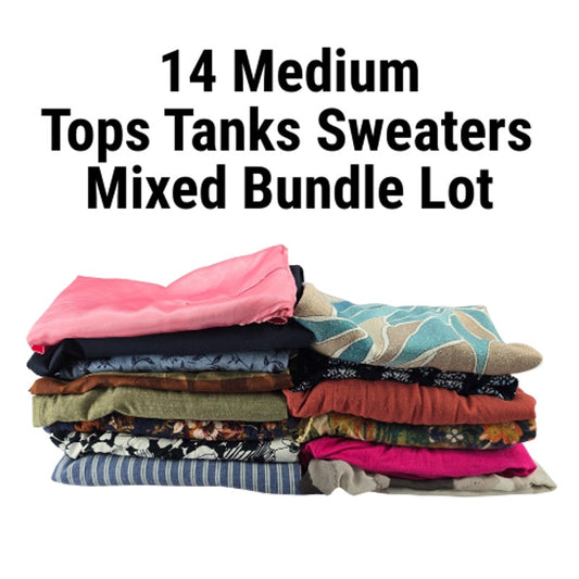 14 Womens Tops Sweaters Tanks Random Mixed Lot Bundle of 14 M Medium