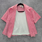 Koret Pink Plaid Short Button VTG Y2K Scallop Embroidered Floral Top Shirt