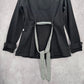 Self Esteem Black Button Belted Retro Long Sleeve Pea Coat Y2K Jacket Medium