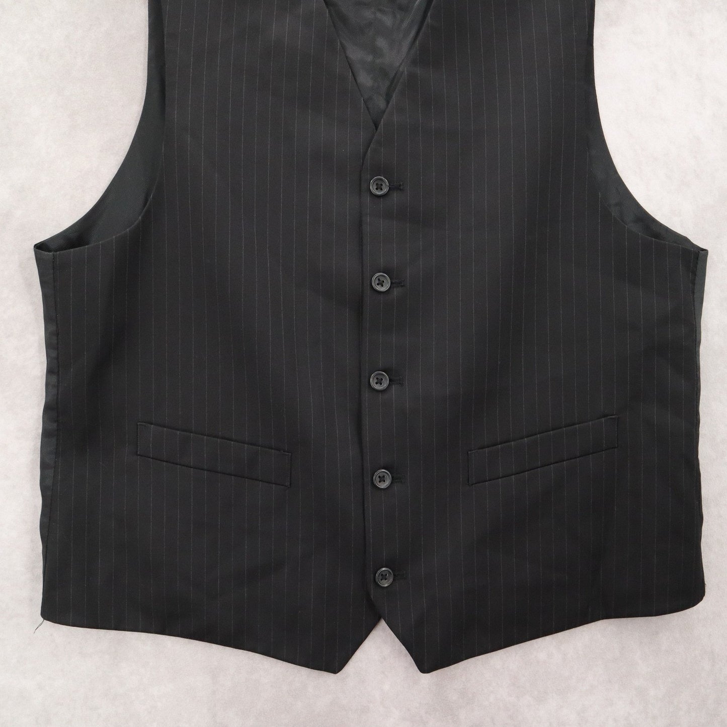 Pronto Uomo Black 5 Button Stripe Point Waistcoat Tuxedo Suit Vest Large 42R