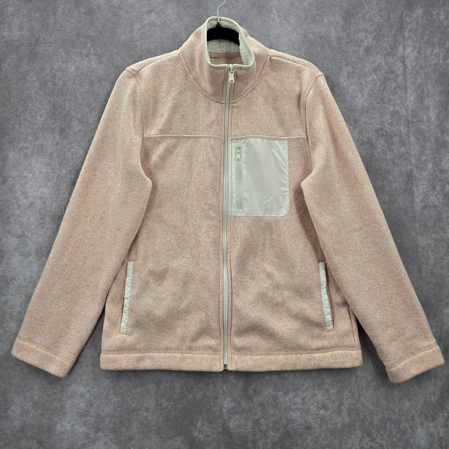 Pink Zipper Long Sleeve Fleece Sweater Coat Jacket Medium