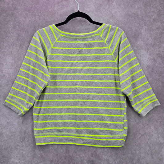 Eyelash Couture Gray Green Stripe Shirt Blouse Y2K Top Medium