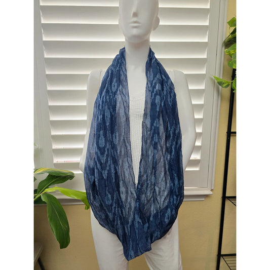 Navy Blue Patterned 90s Y2K Infinity Scarf OSFM