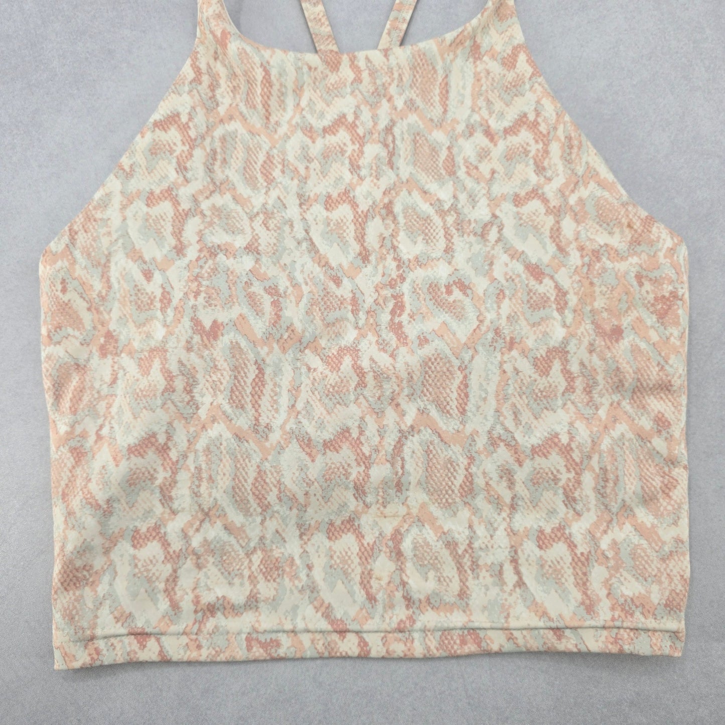 Old Navy Active Powersoft Cream Animal Crop Sports Bra Swim Top XS Extra Small