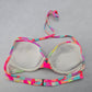 Xhilaration Pink Geometric Padded Beach Tie Bikini Bralette Swim Top S Small