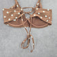 Time and Tru Brown Polka Dots Padded Adjustable Strap Bikini Top Swimwear Small