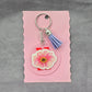 Letter Keychain Clear Silver Circle Handmade Acrylic Tassel Flower X Purple