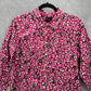 Talbots Pink Animal Print Long Sleeve Button Blouse Top Shirt Petite Cotton 12P