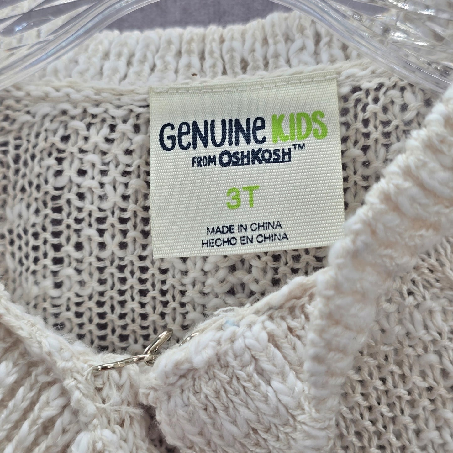 Oshkosh B'Gosh Vintage Knit White Ruffle  Poncho Cape Sweater Girls Toddle 3T