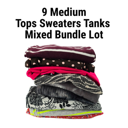 9 Womens Tops Sweaters Tanks Random Mixed Lot Bundle of 9 M Medium