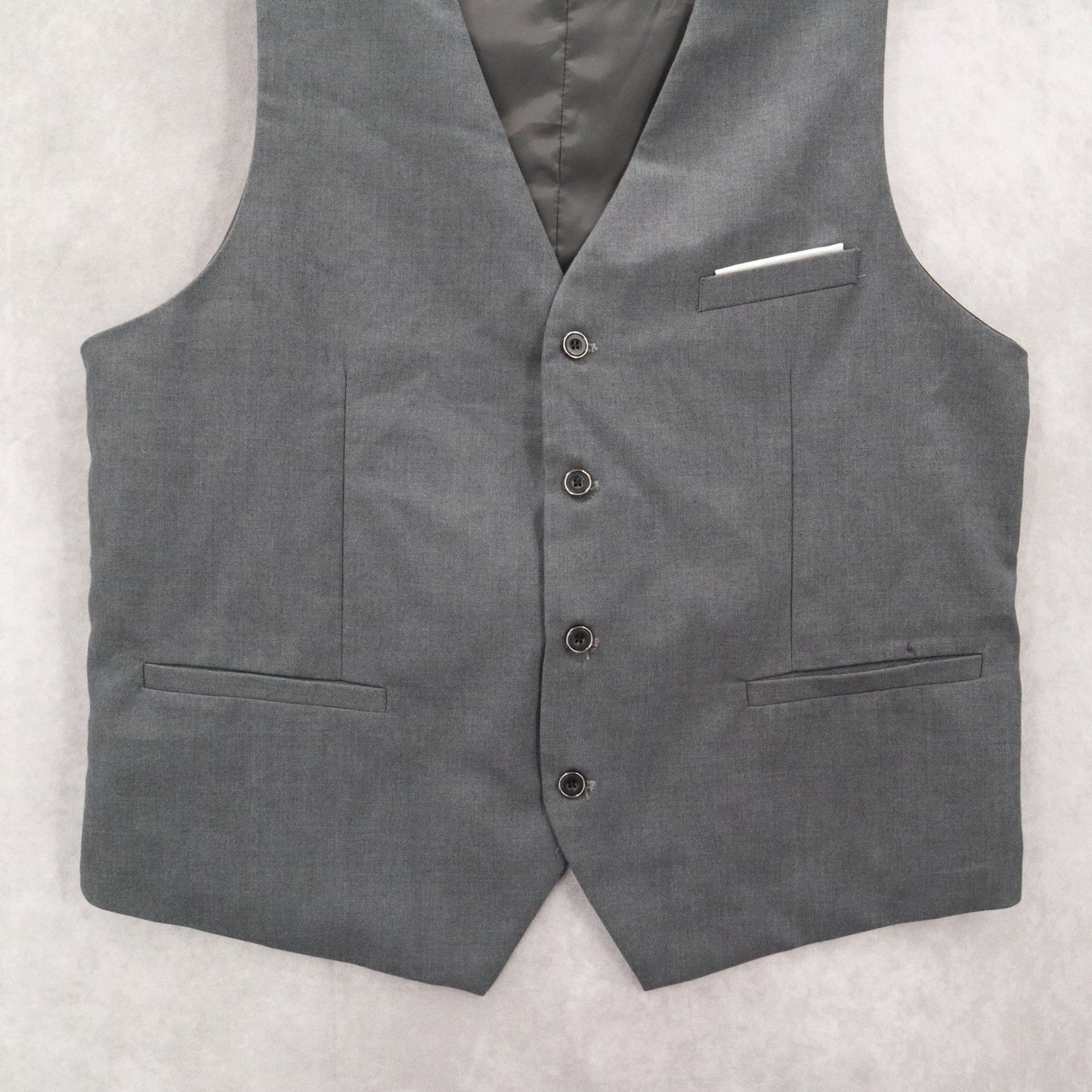 Gray 4 Button Point Welt Pocket Waistcoat Formal Preppy Tuxedo Suit Vest L 42R