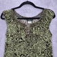 Perseption Concept Brown Green Floral Smock Sleeveless Paisley Swirl Top Small
