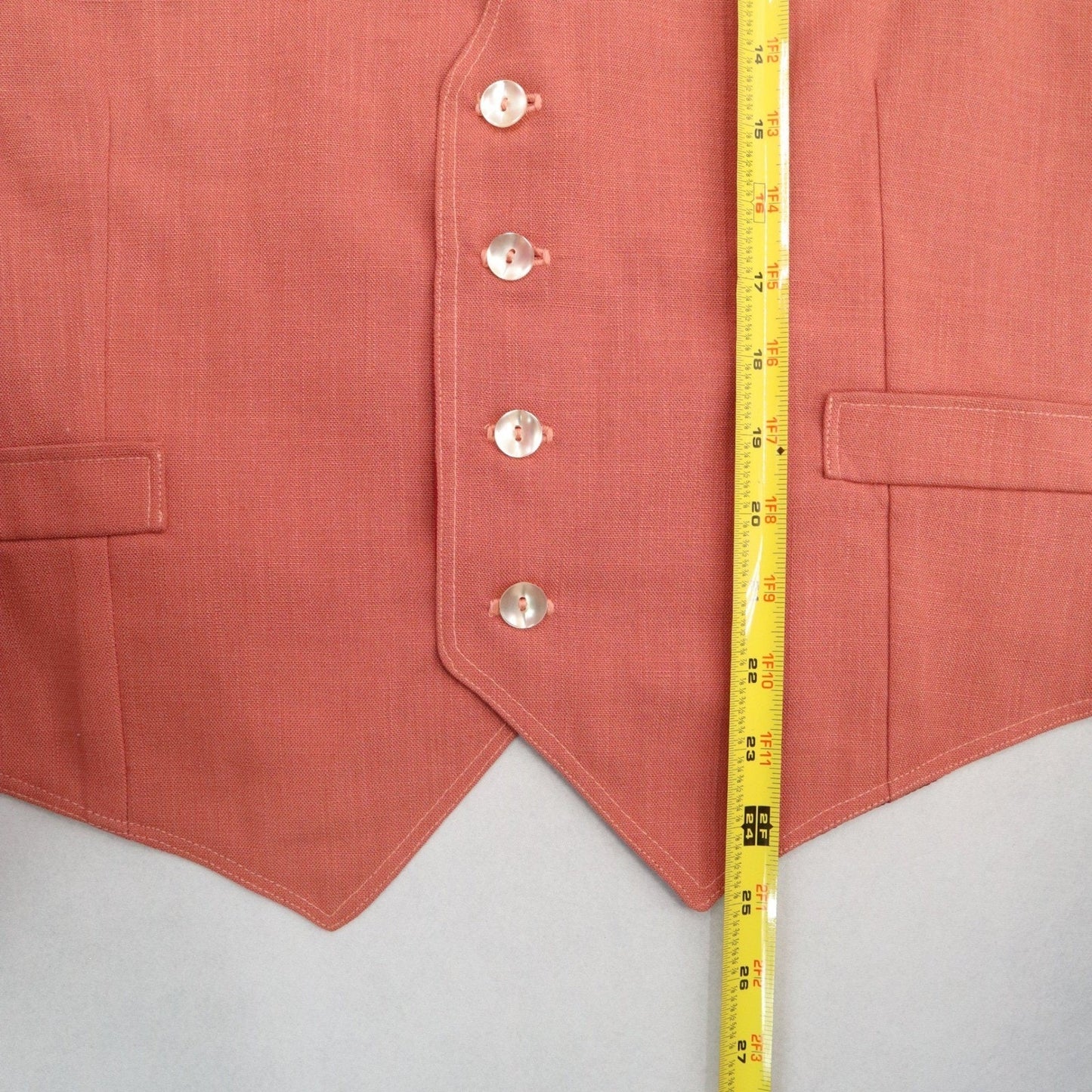 Orange 4 Button Point Red Welt Pocket Waistcoat Formal Tuxedo Suit Vest 48R