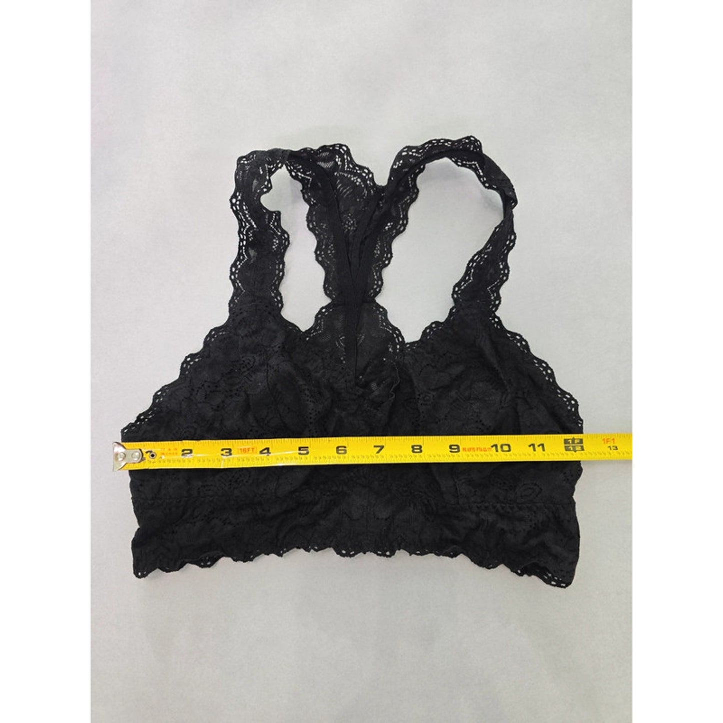 Felina Black Racerback Lace Floral Dark Boudoir Romantic Bralette Medium