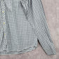 White Blue Checker Plaid Button Down Long Sleeve Mens Shirt XL Extra Large