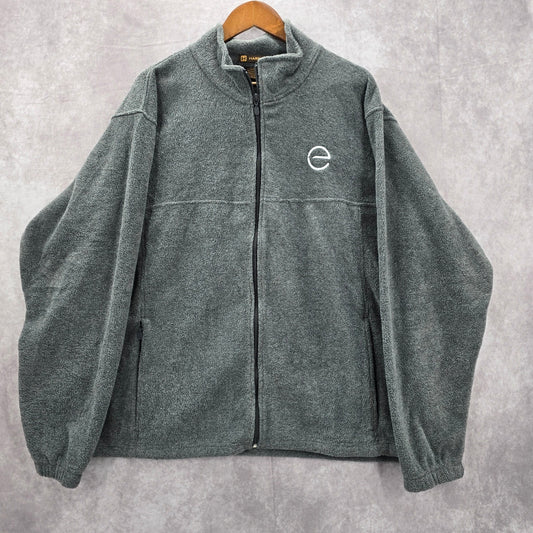 Harriton Gray Full Zip Mock Neck Fleece Sweater Coat Jacket XL Extra Large