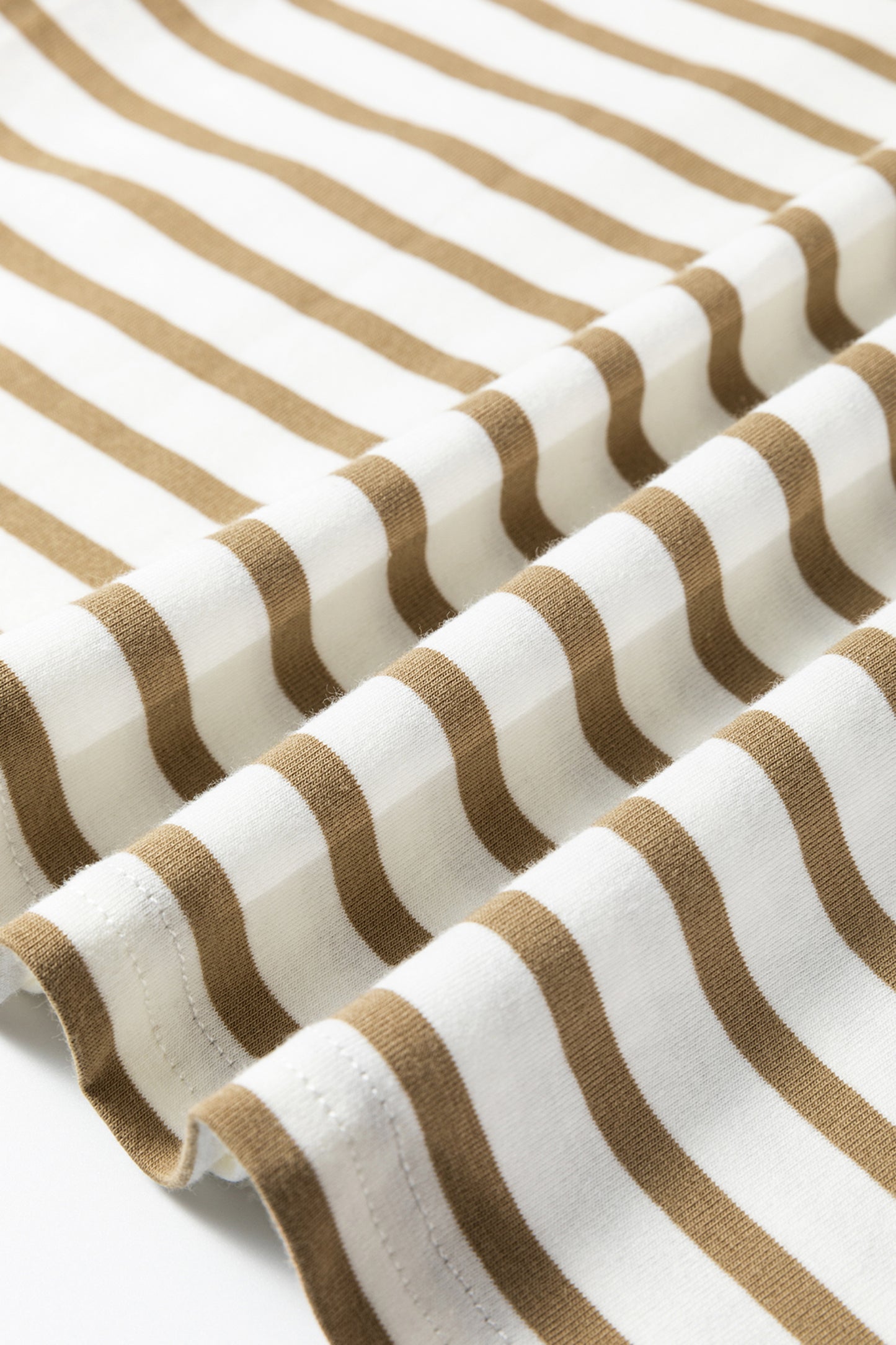 Khaki Stripe Leopard Patchwork Round Neck Loose T Shirt