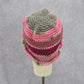 Pink Green Ruffle Crochet Knit Bucket Cap Hat Fun VTG Y2K Funky Beanie
