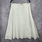 Preston & York White Linen Cotton Knee Length Flare Boho Skirt Medium M 10