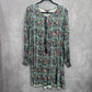 Rock & Roll Cowgirl Long Sleeve Black Floral Knee Length Western Dress Medium