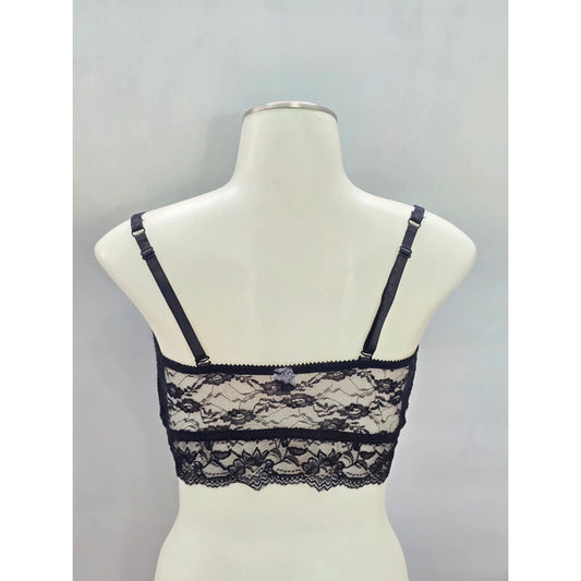 Black Lace Floral Whimsygoth Romantic Dark Boudoir Bridal Bralette Large