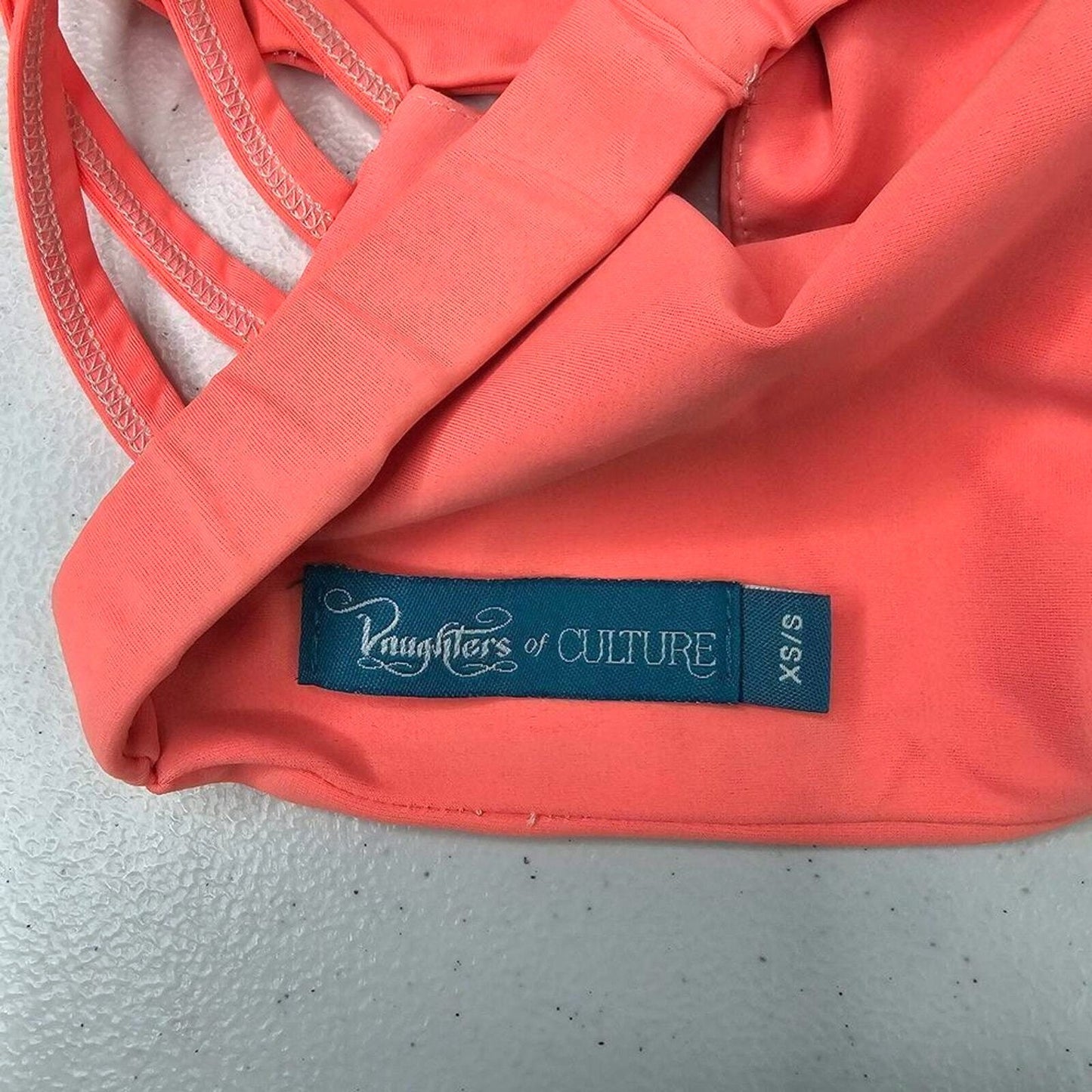 Daughters of Culture Bikini Sports Bra Top Orange Criss Cross Back Active Y2K Stretch XS