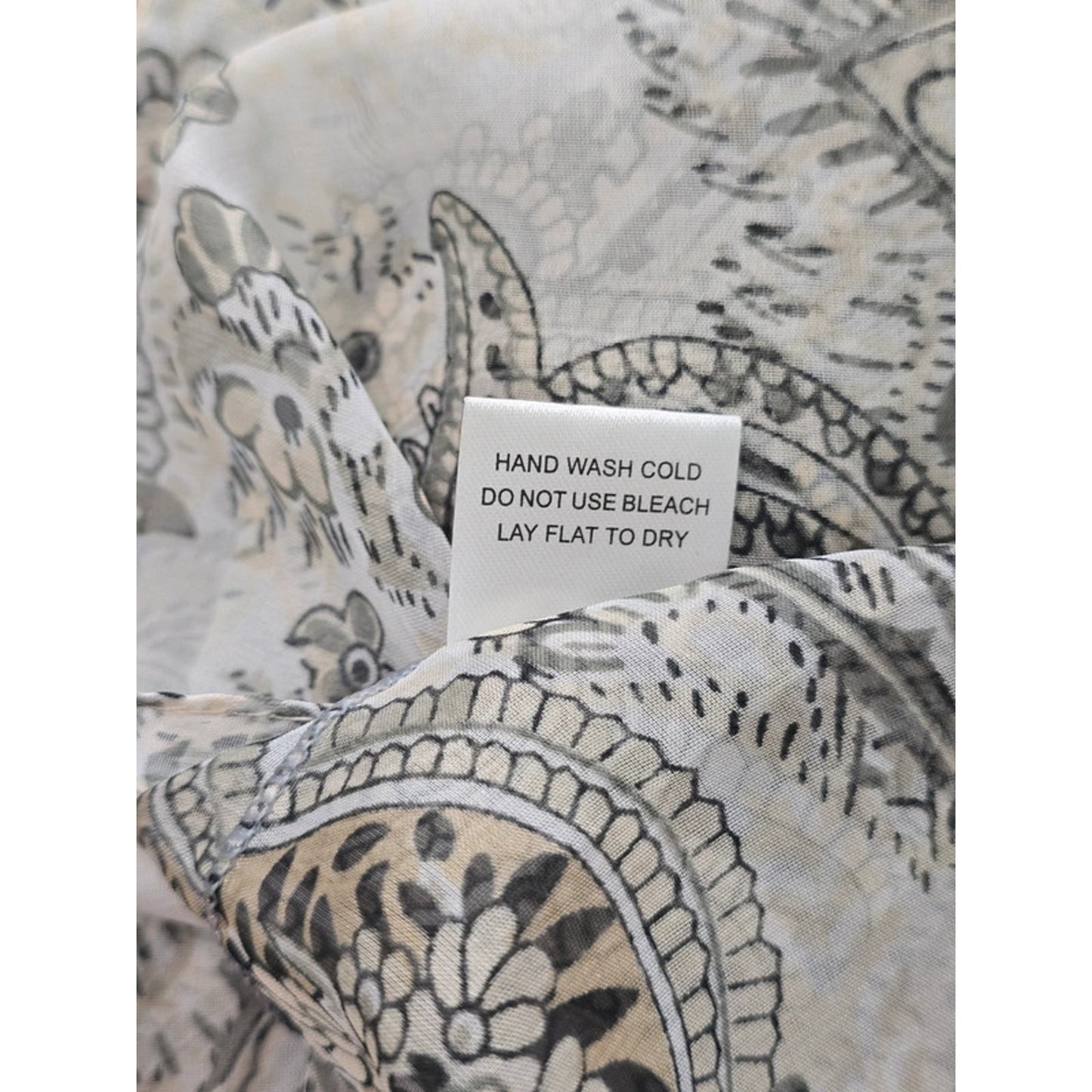 Gray Paisley Printed Light Floral Infinity Scarf OSFM